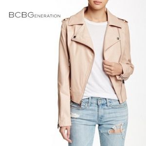 BCBGeneration Vegan Leather Jacket Blush Pink